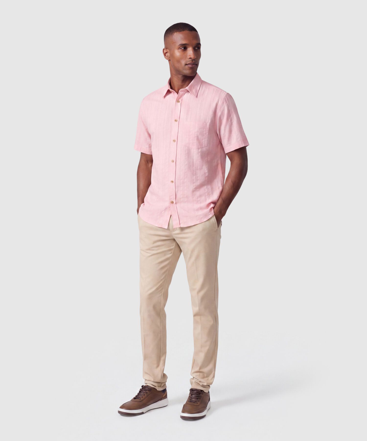 Camisa Manga Corta Texturizada Hombre