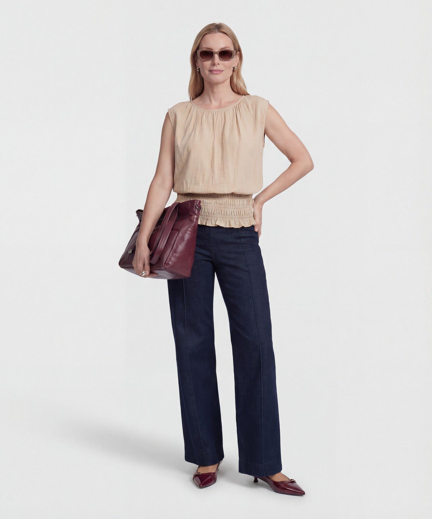 Blusa Cuello Redondo con Detalle Para Mujer