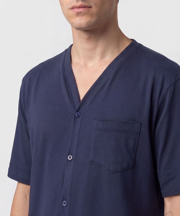 Pijama De Camisa Con Botones Para Hombre