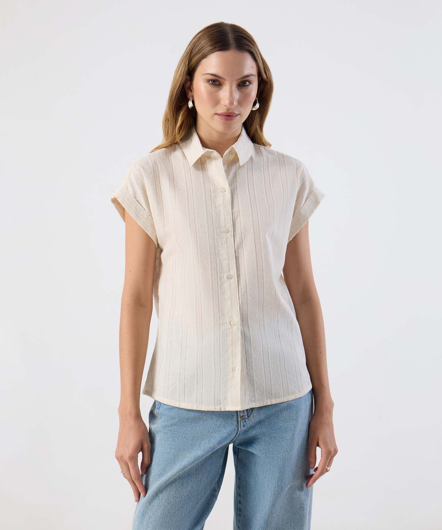 Camisa Casual De Manga Corta Para Mujer