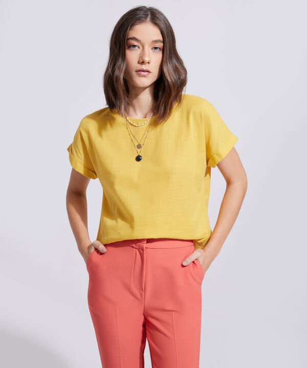 Blusa Manga Corta Corrida Unicolor