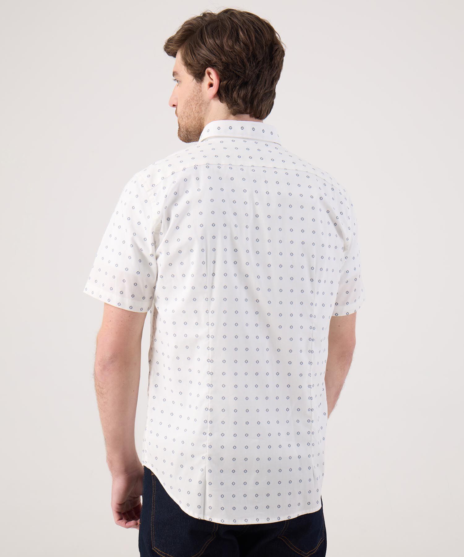 Camisa Manga Corta En Miniprints Con Bolsillo