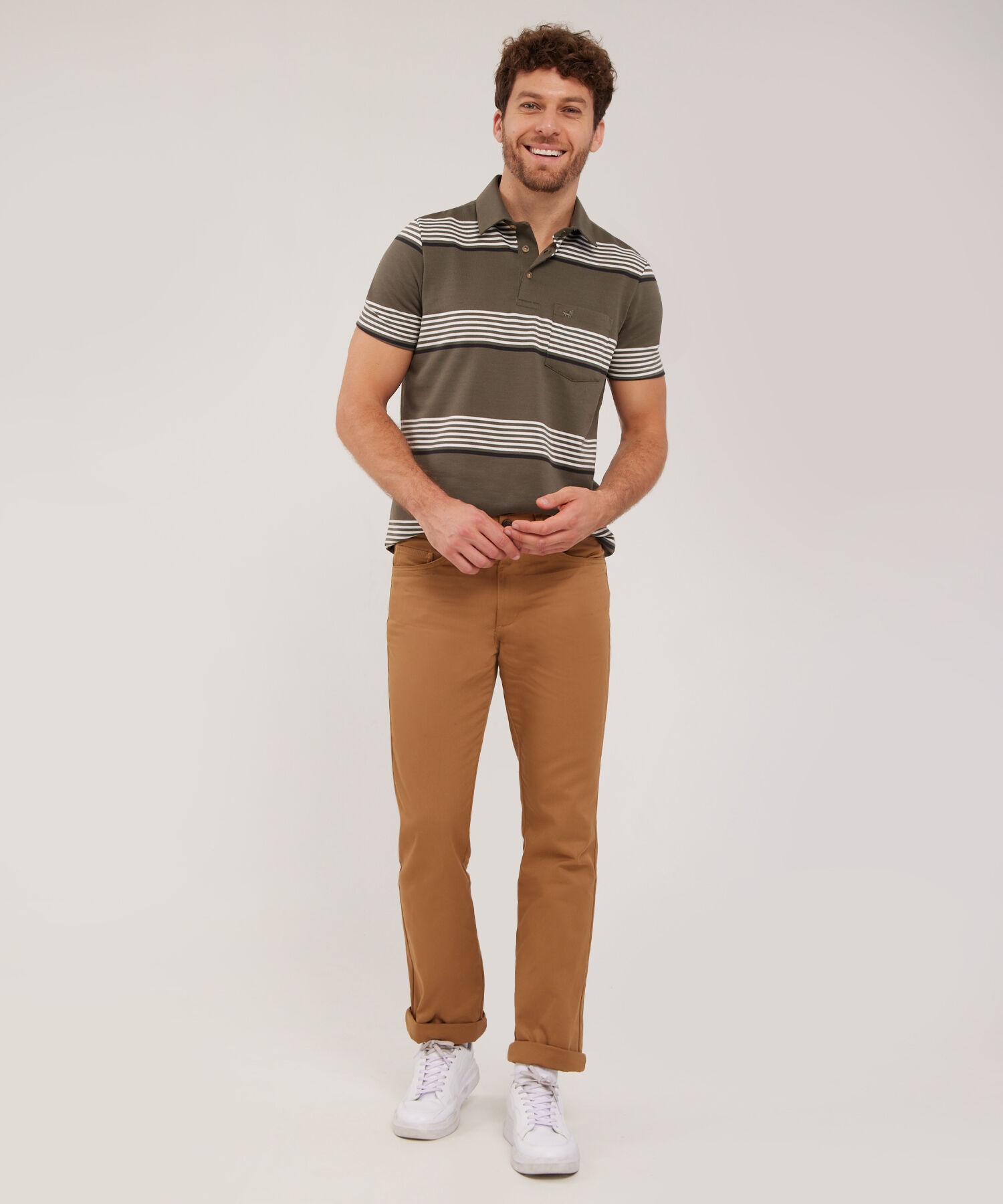 Polo Cuello Duro,  Textura, Regular Fit Con Bolsillo, Magia En El Caribe