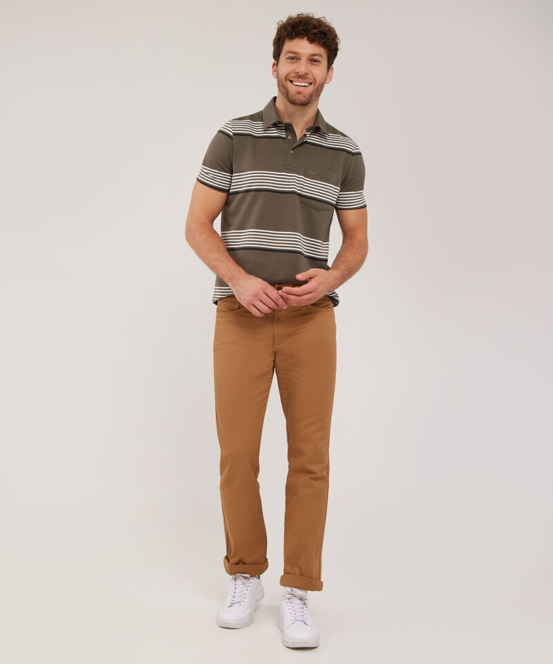 Polo Cuello Duro,  Textura, Regular Fit Con Bolsillo, Magia En El Caribe