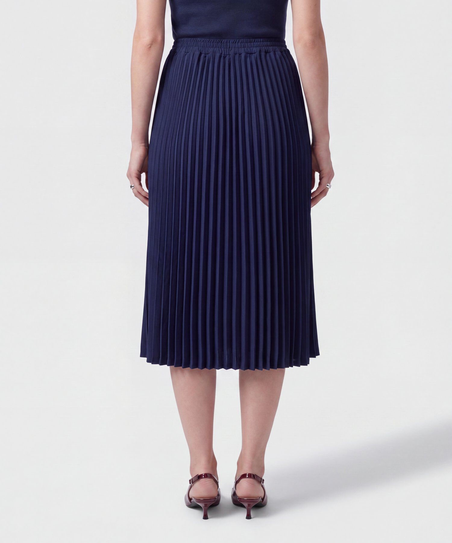 Falda Midi Plisada Con Botones Mujer