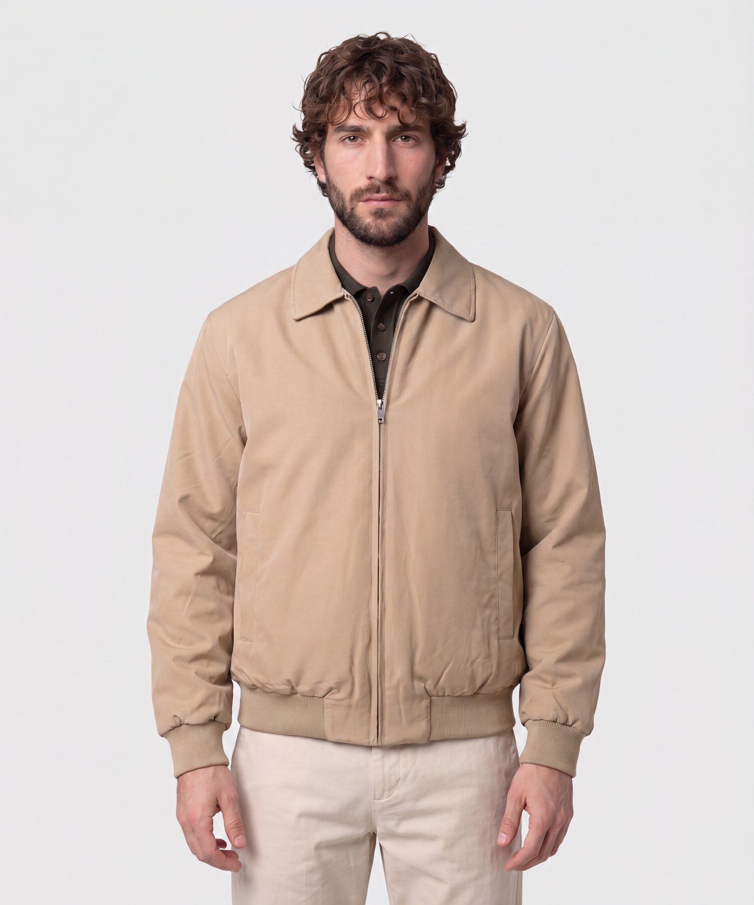 Chaqueta Unicolor Con Cuello Hombre