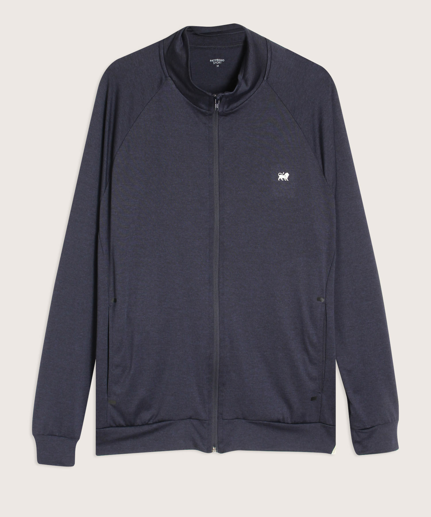 Buzo Deportivo Cuello Alto Con Cremallera Y Bolsillos Ribete