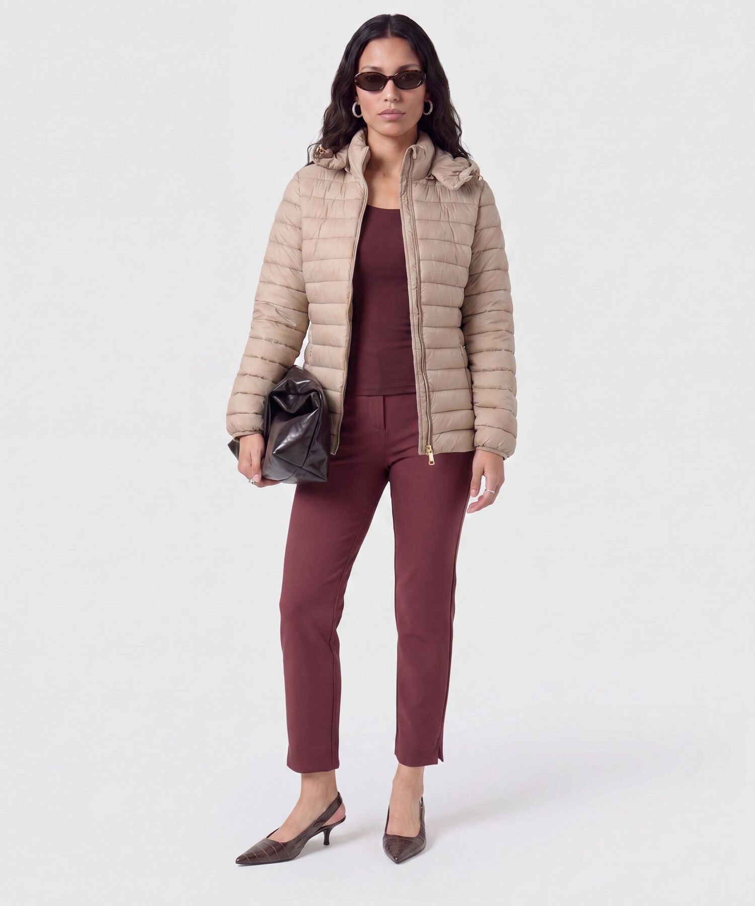 Chaqueta Acolchada Con Capota Para Mujer