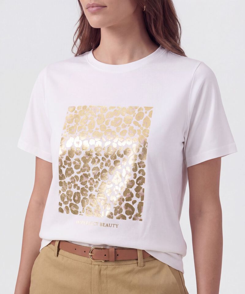 Camiseta B&aacute;sica Con Estampado Metalizado Para Mujer