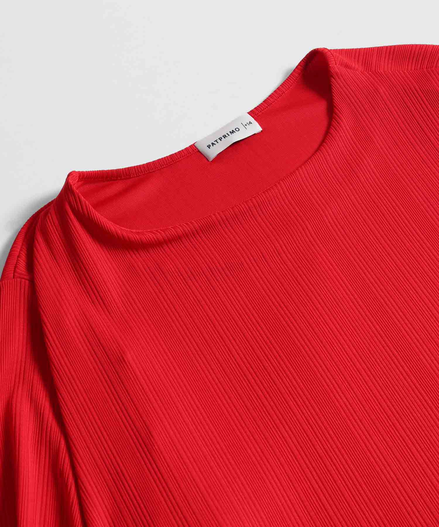 Camiseta con Rib y Manga con Rizo Para Mujer Curvy