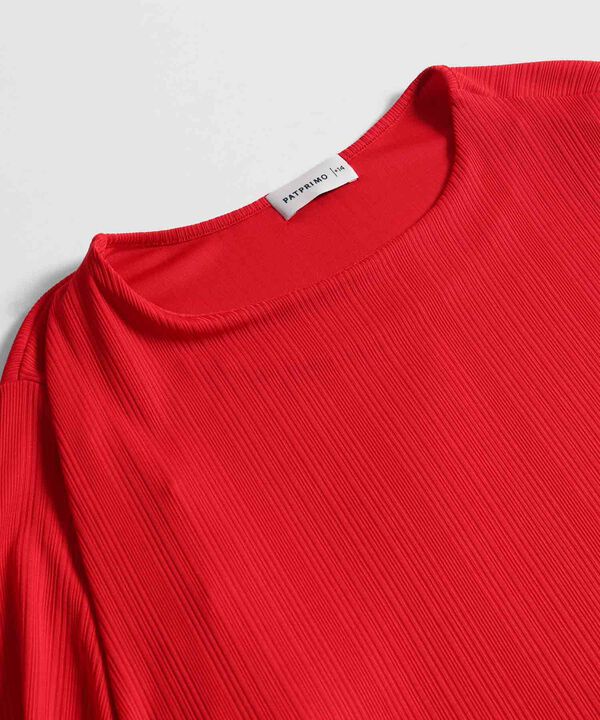 Camiseta con Rib y Manga con Rizo Para Mujer Curvy image number null