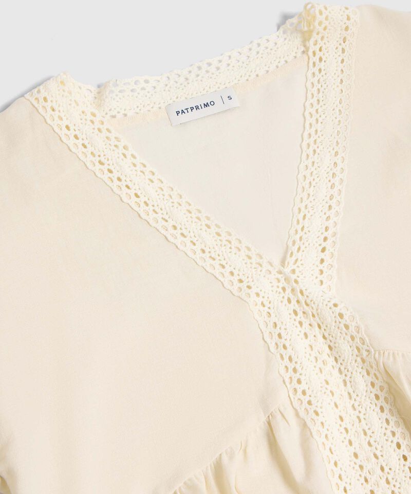 Blusa de Manga Larga con Encaje para Mujer