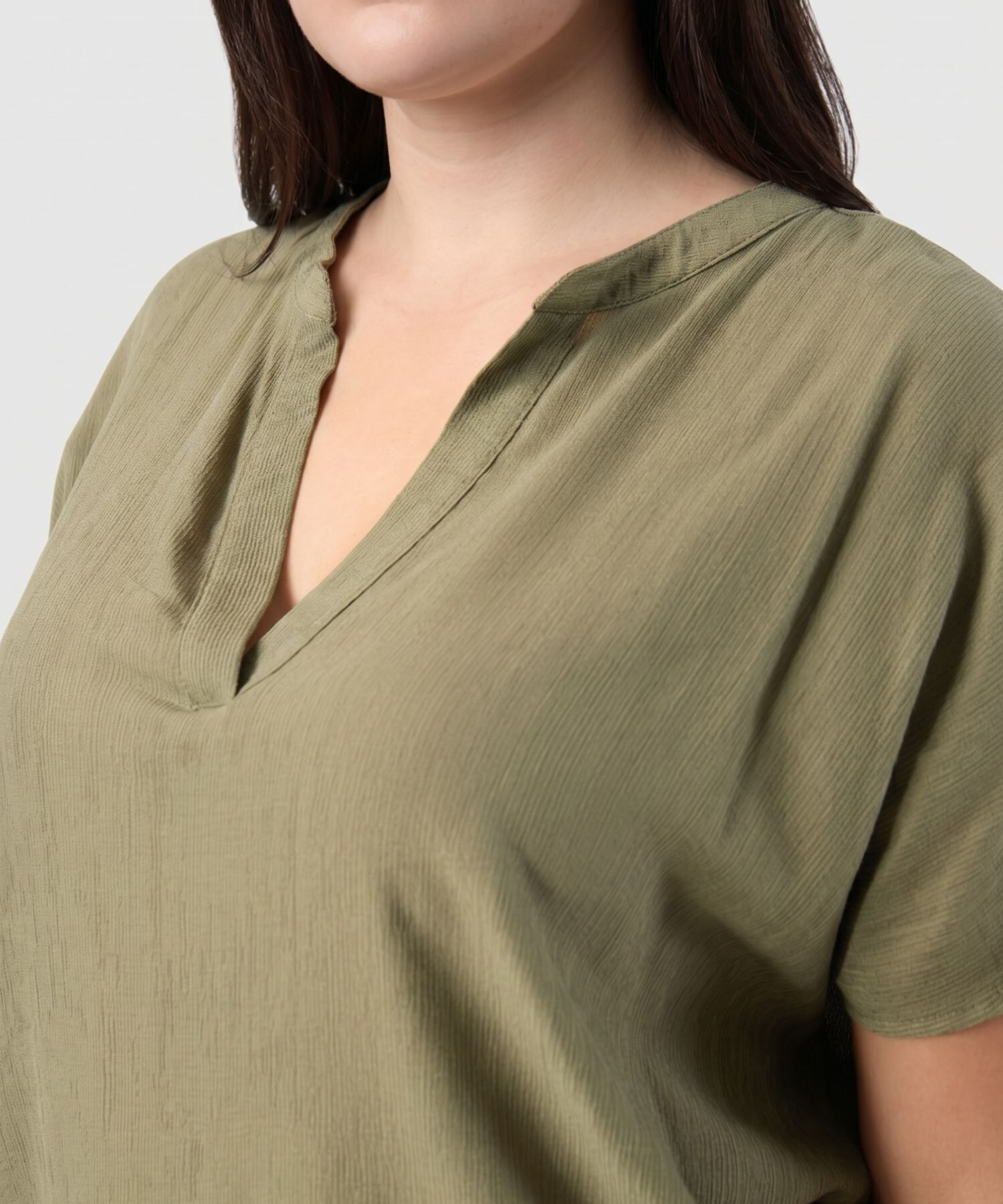 Blusa Escote En V Con Manga Corta Para Mujer Curvy