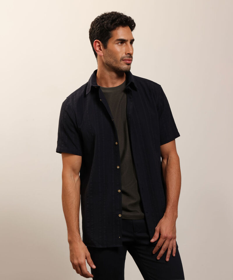 Camisa de Manga Corta Texturizada para Hombre
