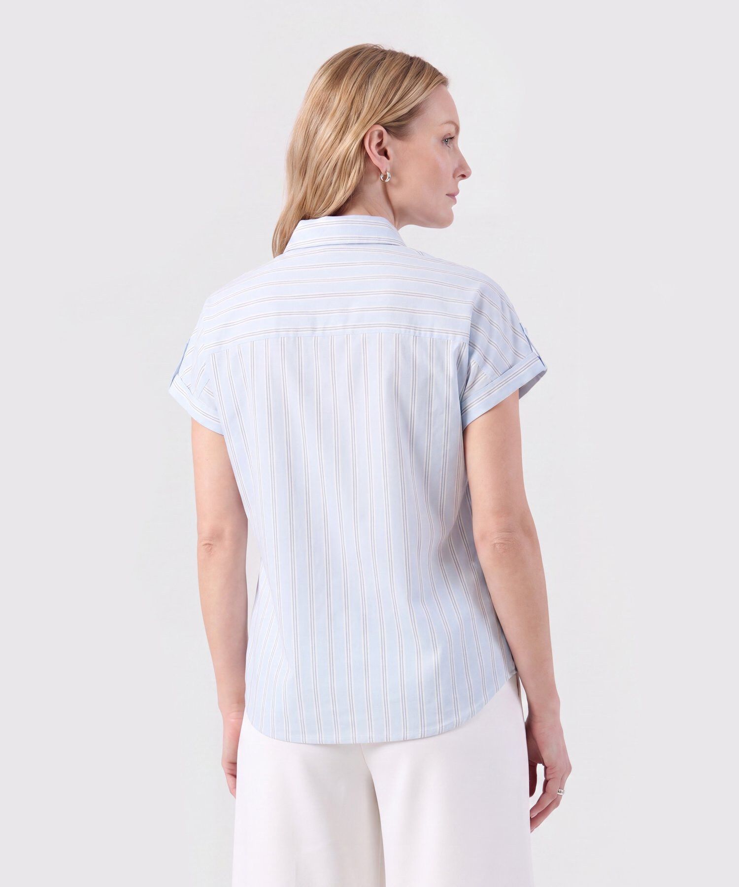 Camisa De Mujer Con Manga Al Codo Doblez