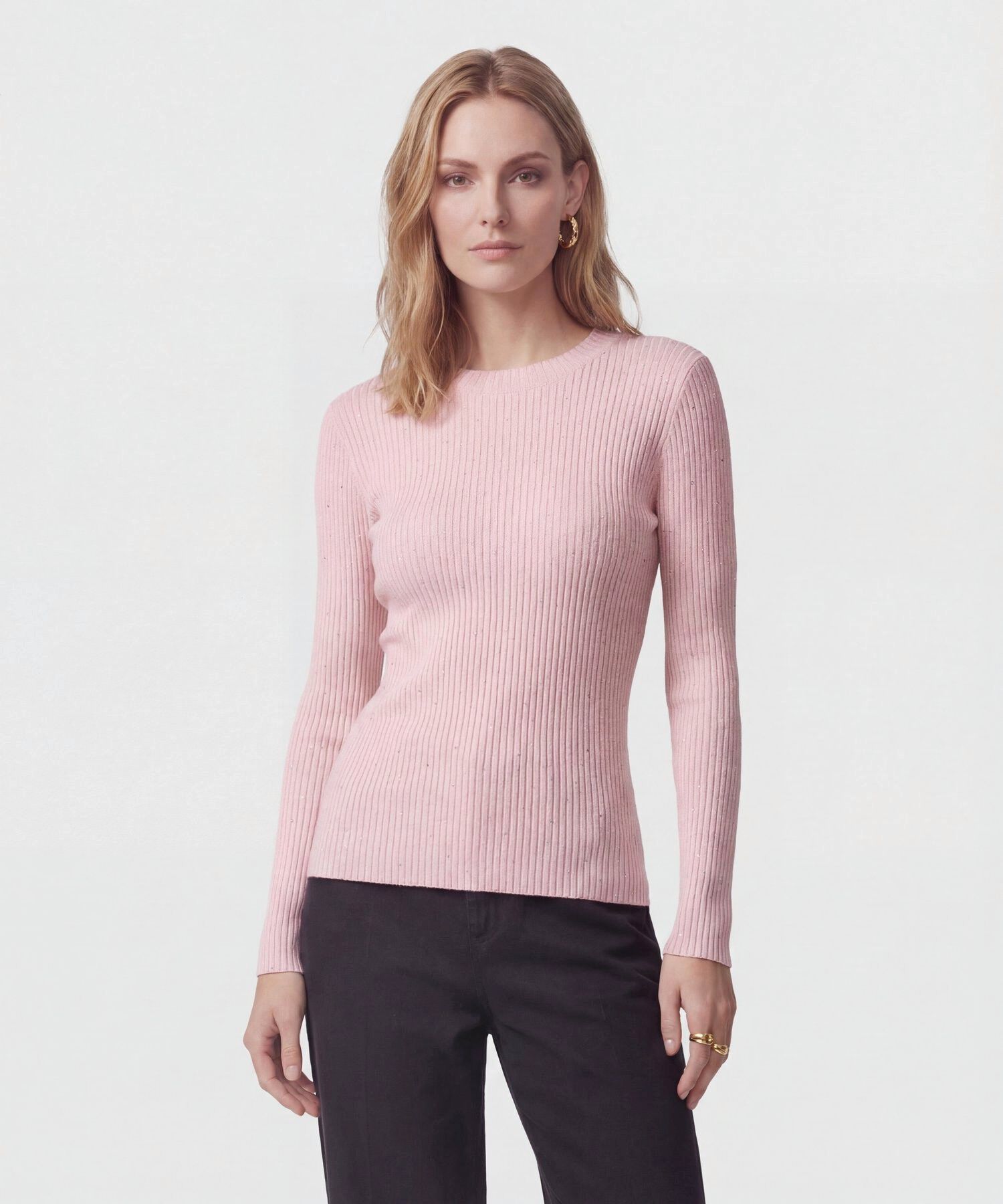 Saco De Punto Acanalado Con Brillo Mujer