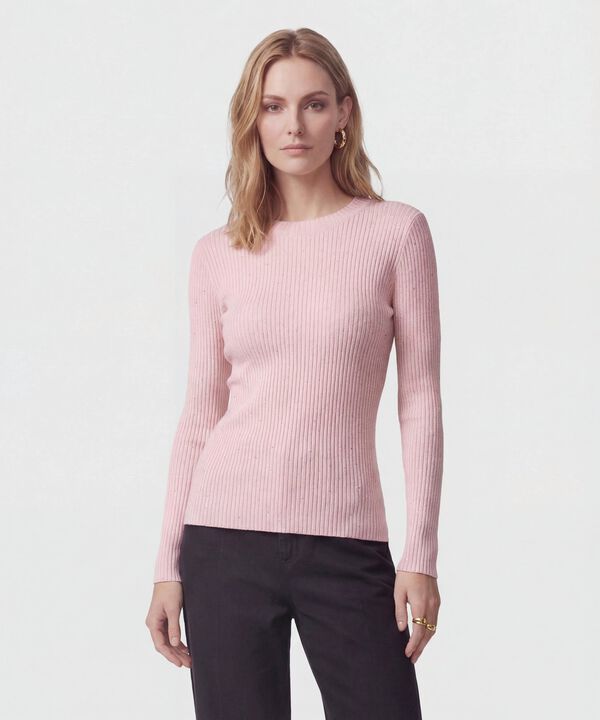 Saco De Punto Acanalado Con Brillo Mujer image number null