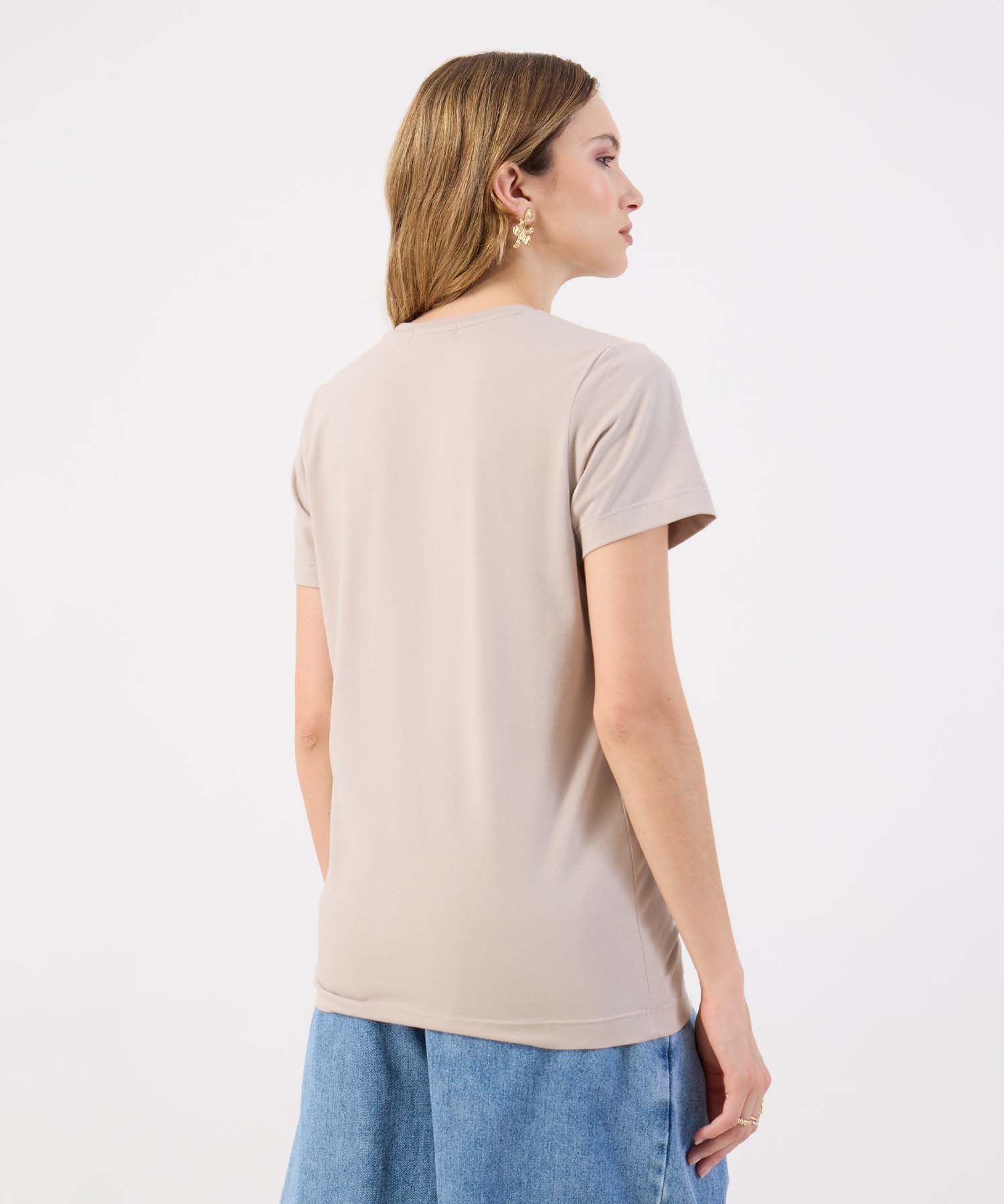 Camiseta Para Mujer Manga Corta Textura Floral En Hombros