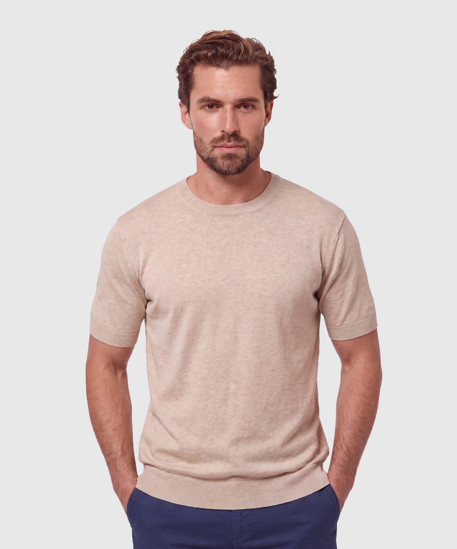 Camiseta Tejida Cuello Redondo Para Hombre