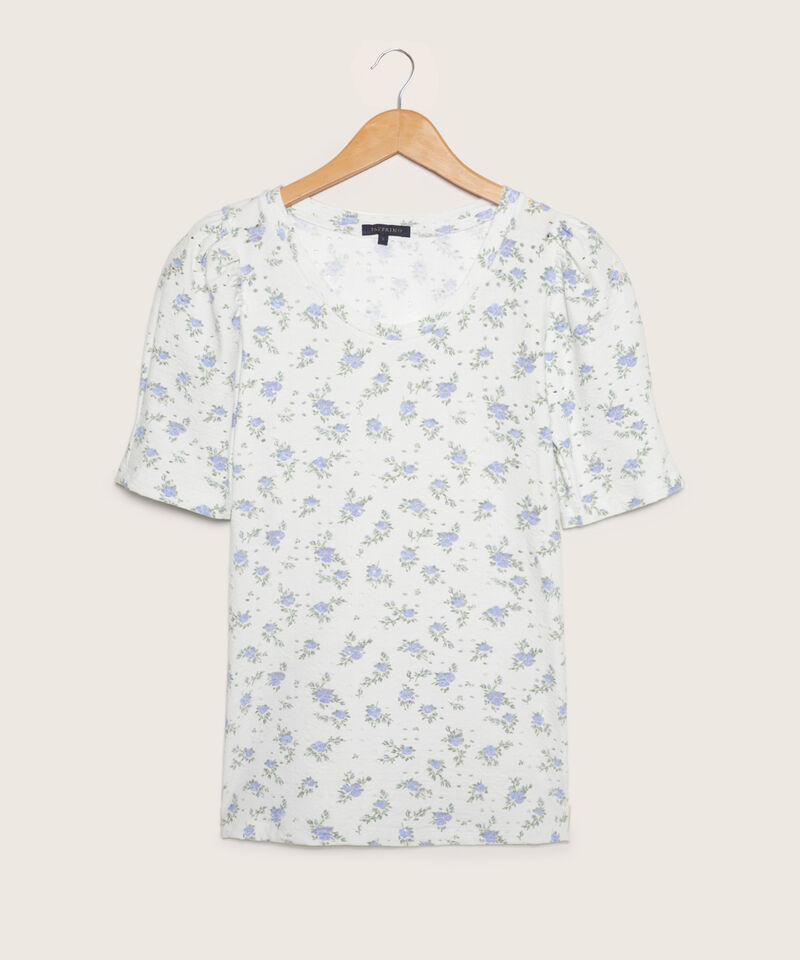 Camiseta Estampada Textura, Cuello Redondo, Manga 3/4 Bombacha