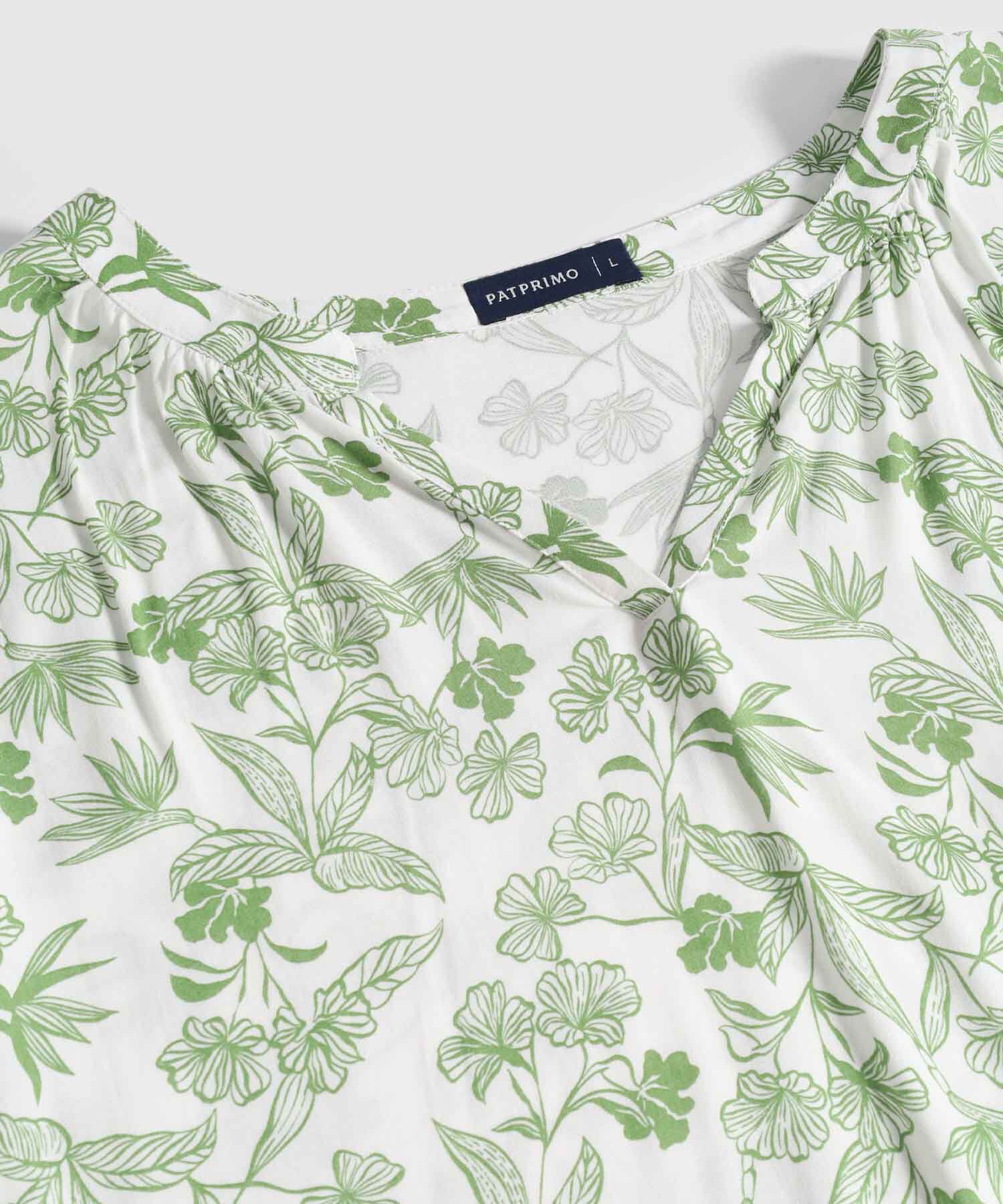 Blusa Estampada Cuello Mao