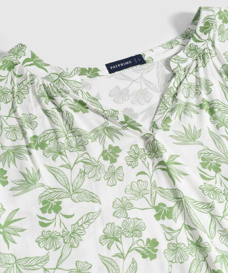 Blusa Estampada Cuello Mao