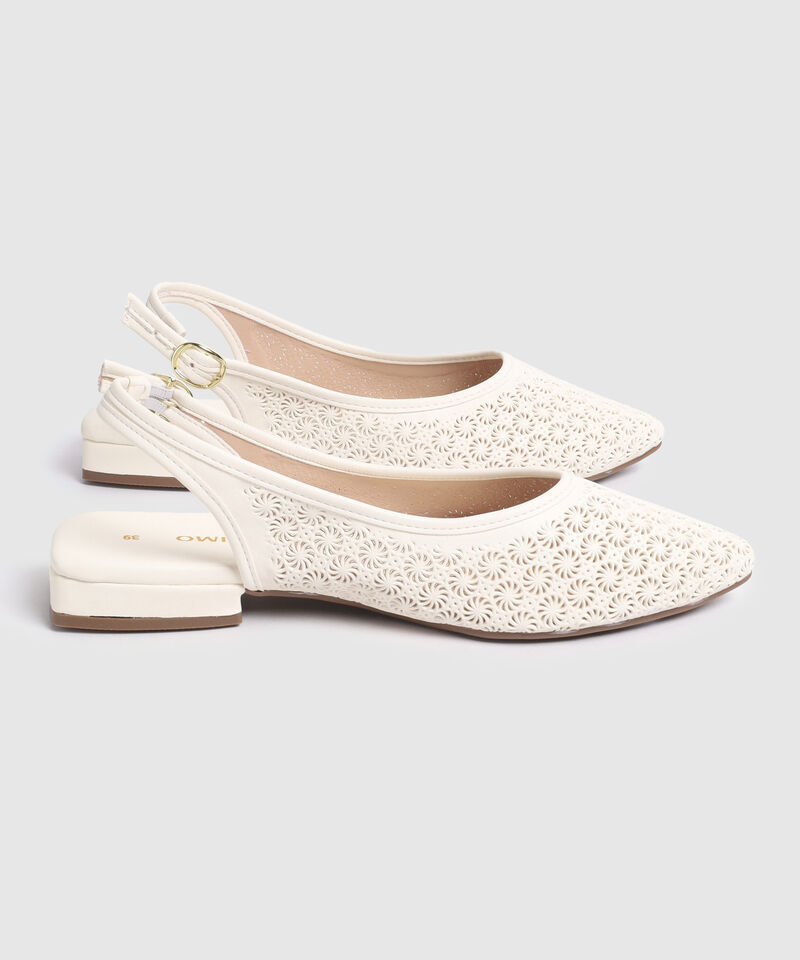 Zapatos Planos Destalonados Con Calado Floral Para Mujer