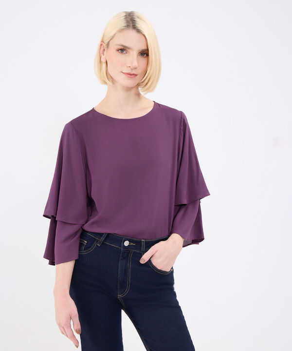 Blusa Manga 3/4 Con Capas Para Mujer image number null