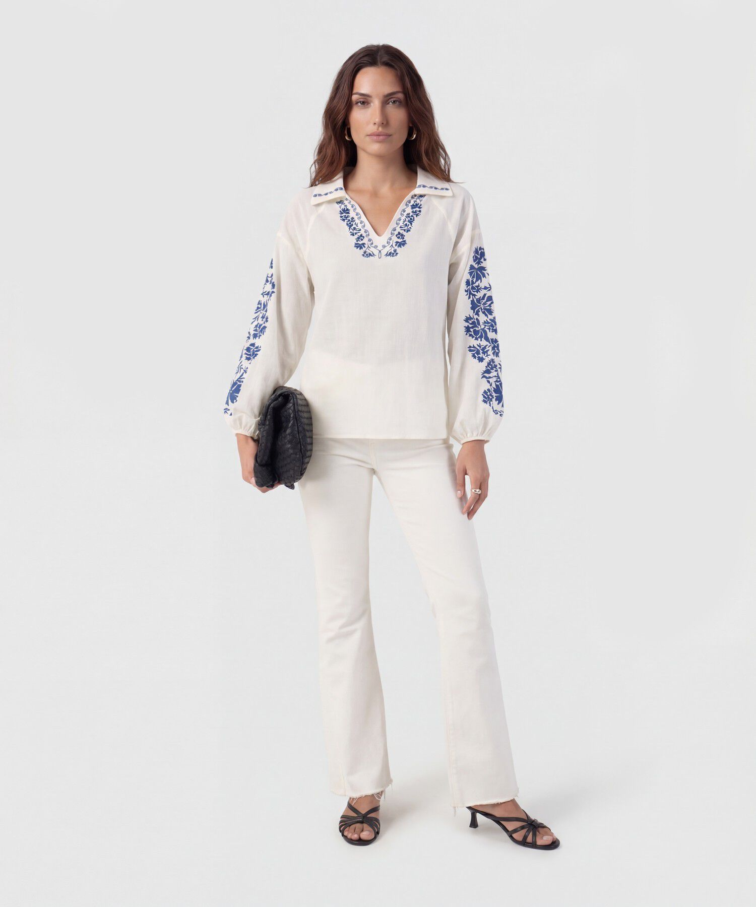 Blusa Estampado Con Escote V Y Manga Globo