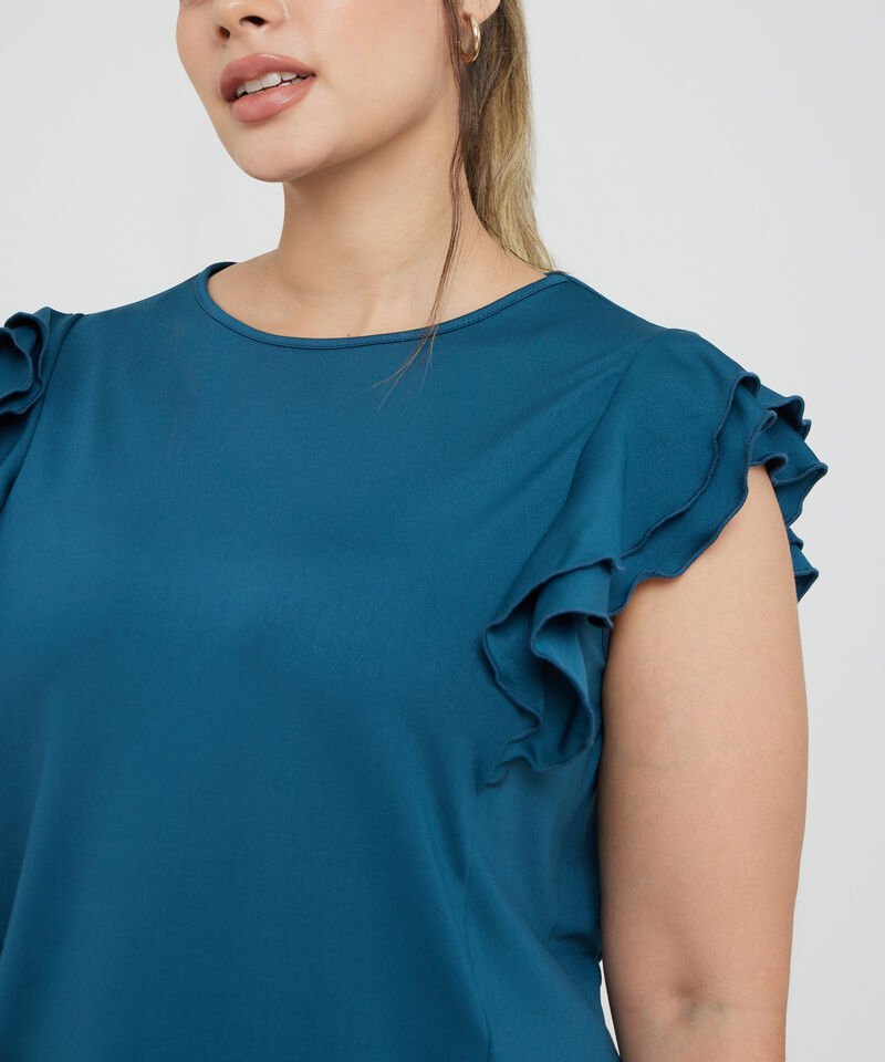 Camiseta Unicolor Escote Redondo Manga Sisa Con Boleros, Carmin Alba
