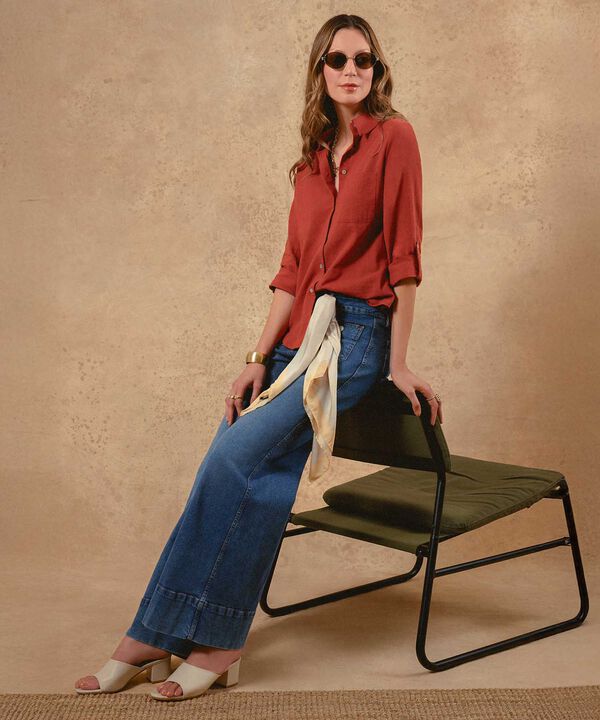 Jean Wide Leg Con Bolsillos Parche image number null