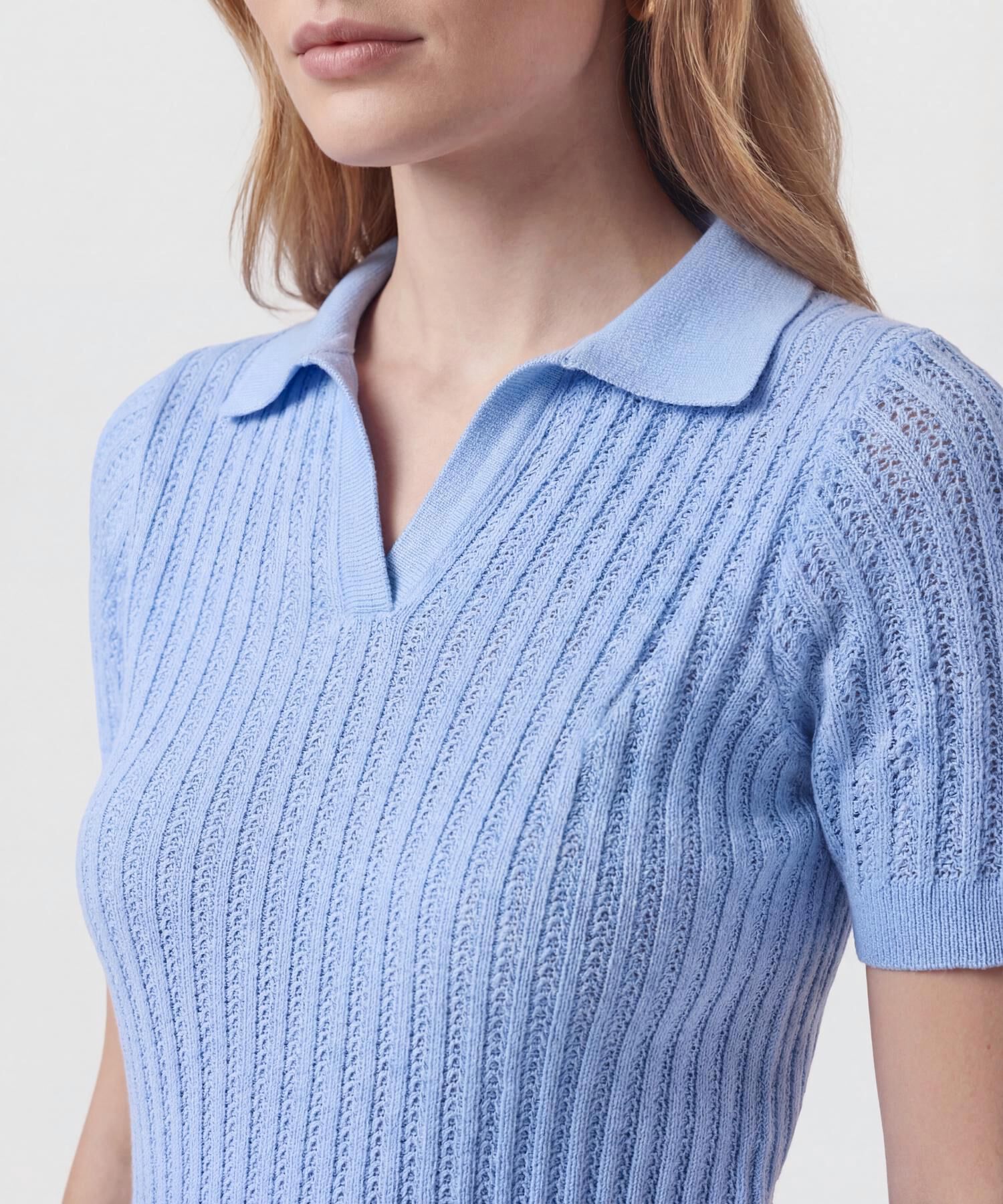 Polo Punto Calado Manga Corta Para Mujer