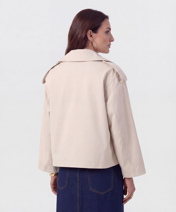 Chaqueta Corta Estilo Trench Para Mujer