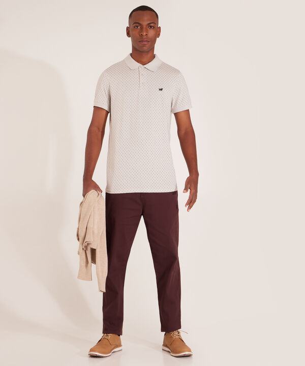 Polo Estampada Con Cuello Y Puños Tejidos Sin Bolsillo Y Silueta Slim Fit, Living Class Línea Moda