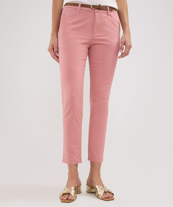 Pantalon Unicolor Chino Con Cinturon