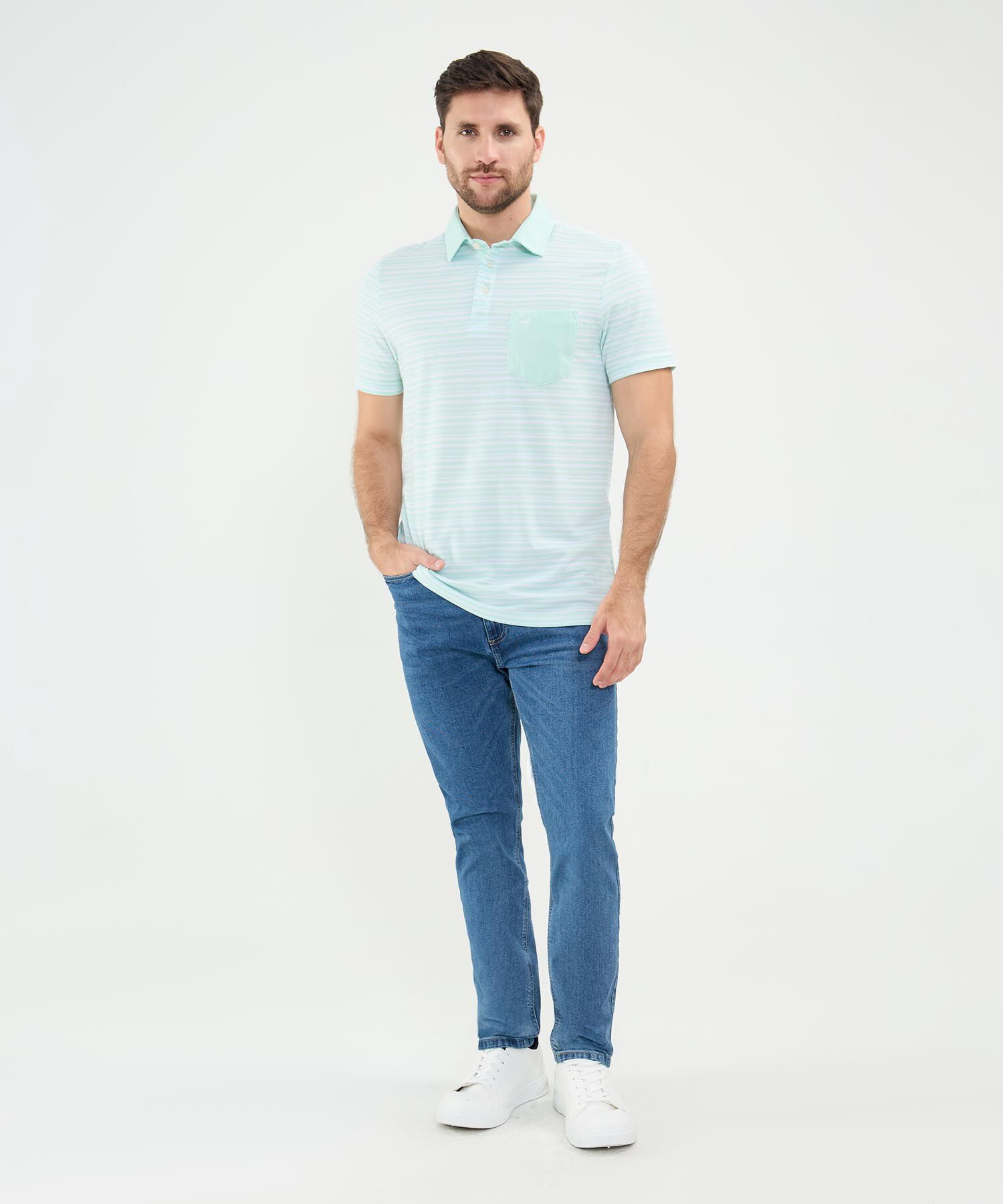 Polo Cuello Duro con Franjas