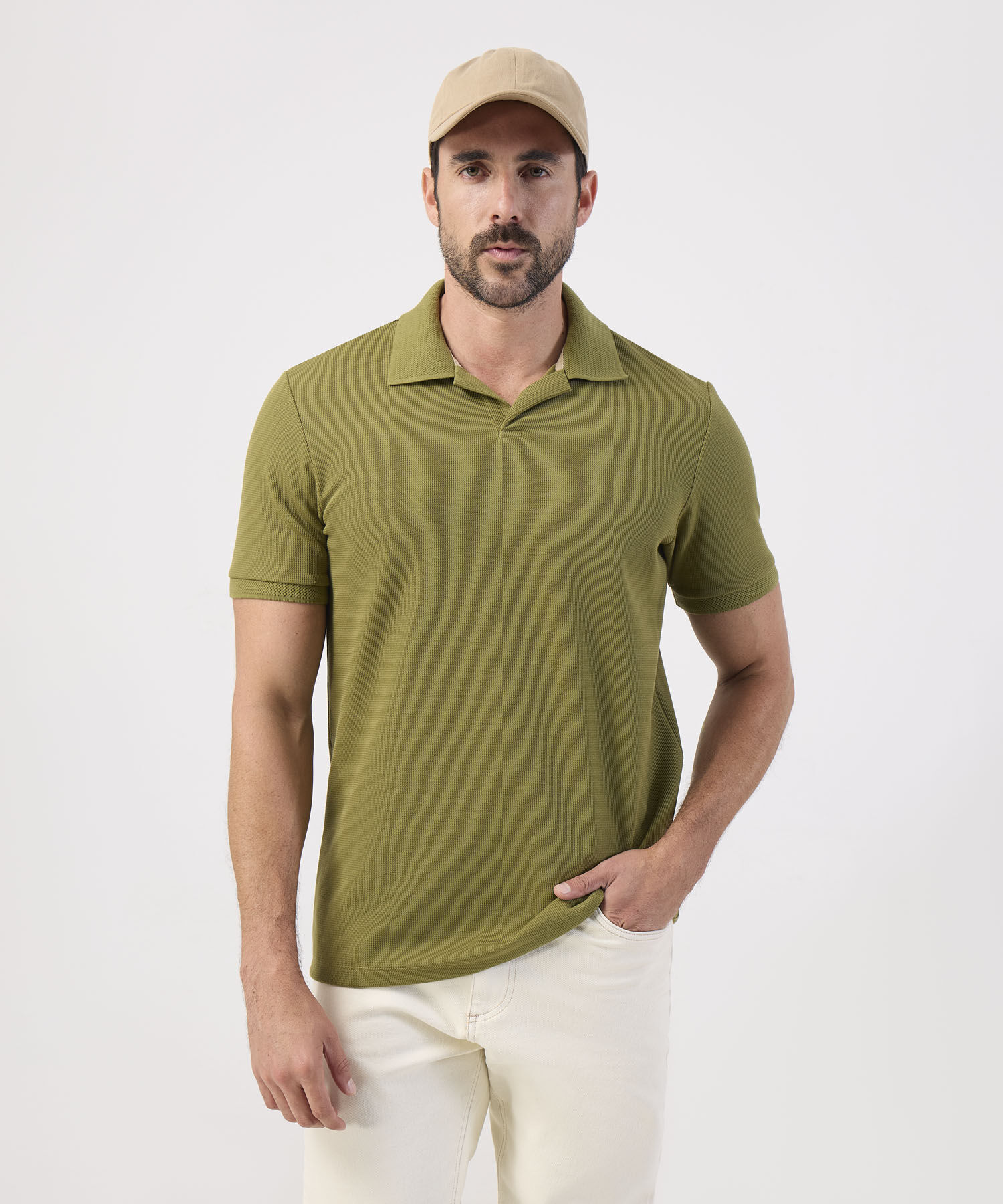Polo Texturizado unicolor Para Hombre
