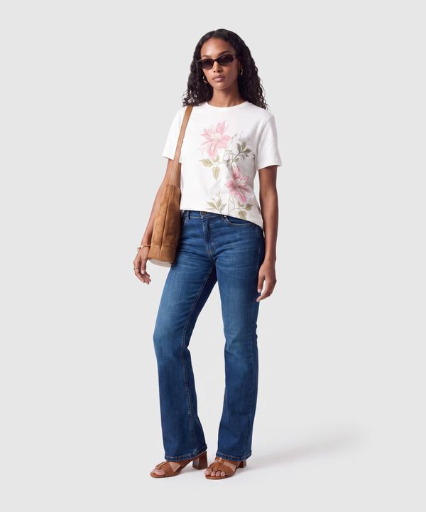 Camiseta Estampada Manga Corta Para Mujer