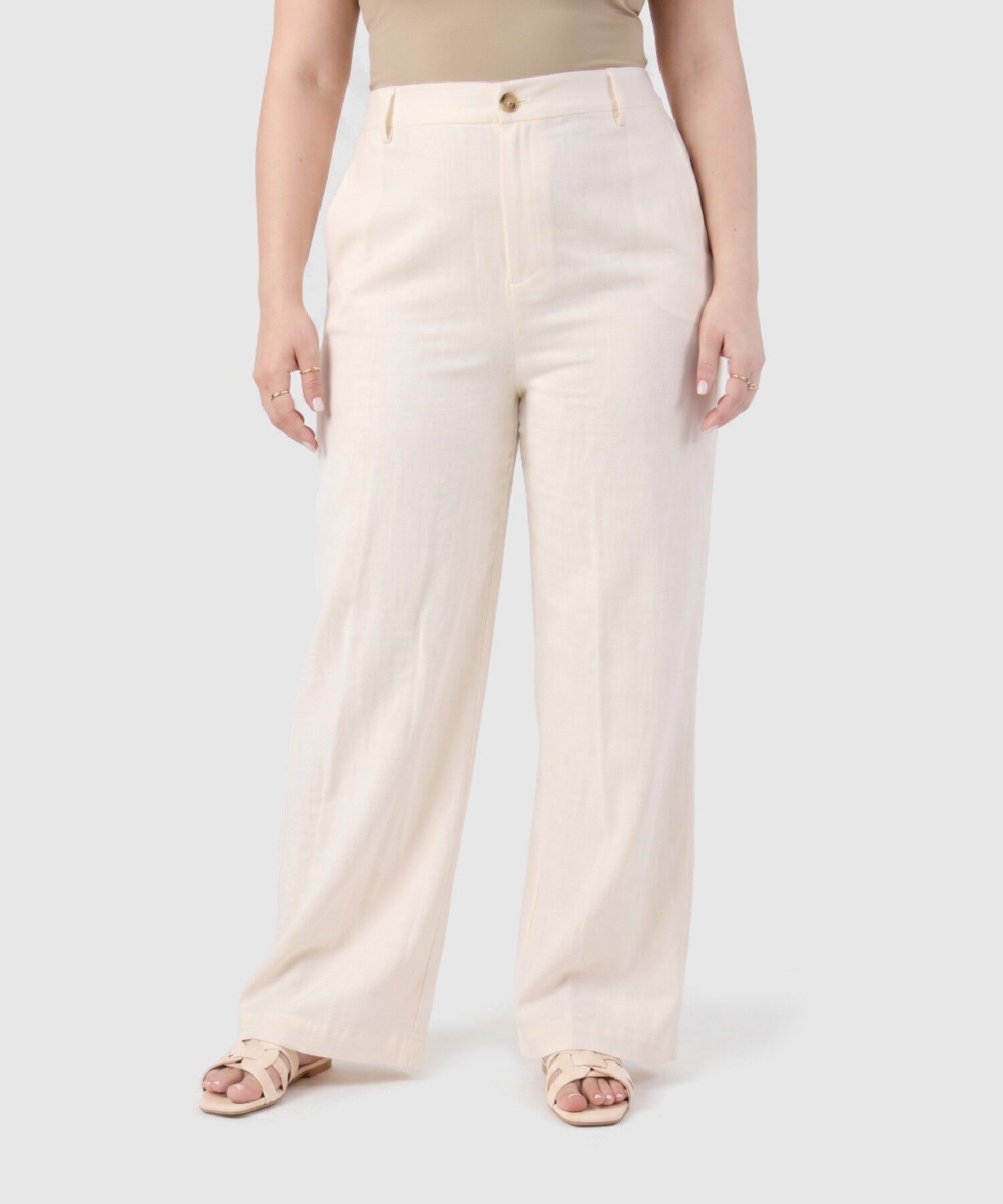 Pantal&oacute;n Unicolor De Tiro Alto Para Mujer Curvy