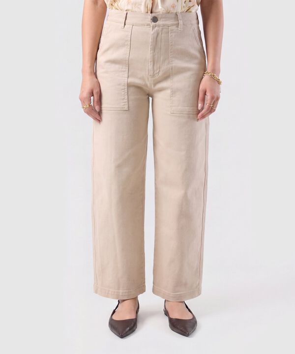 Jeans Bota Ancha Con Bolsillos Para Mujer
