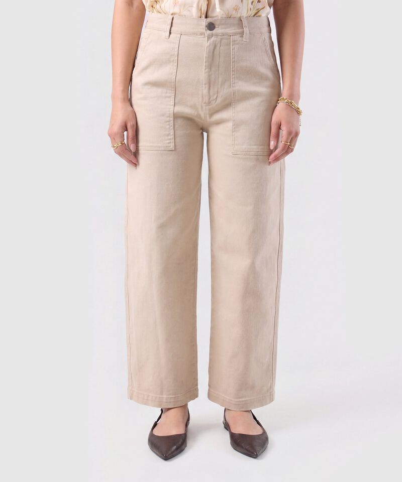 Jeans Bota Ancha Con Bolsillos Para Mujer