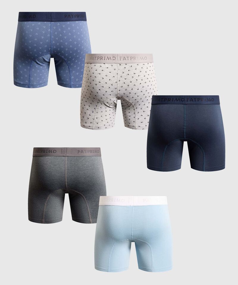 Set x5 B&oacute;xers Largos Ergon&oacute;micos con Detalles para Hombre