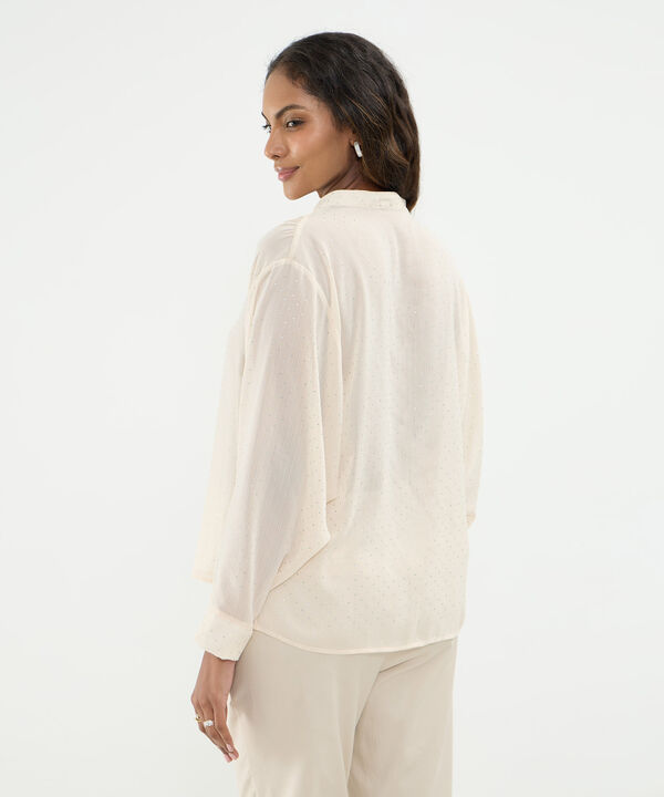 Blusa Con Pedrería Cuello V Para Mujer
