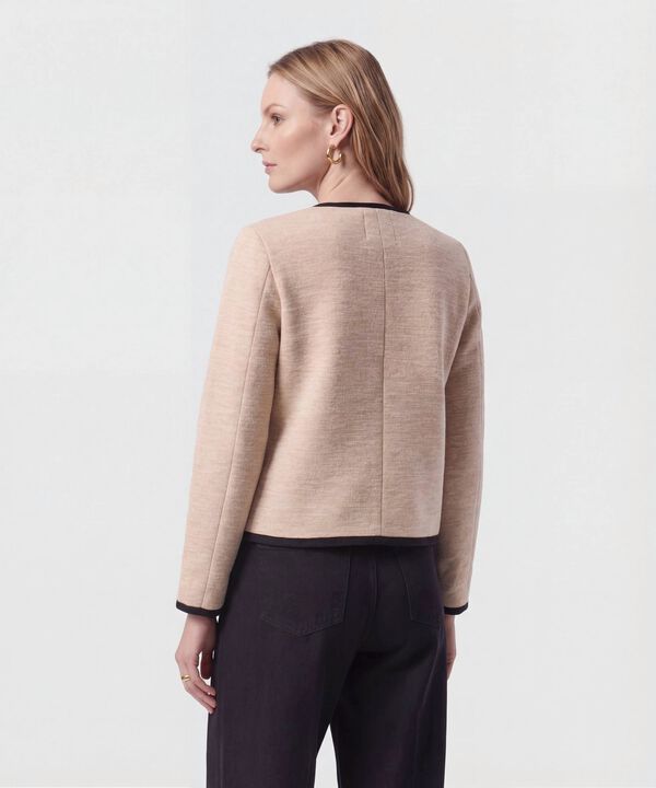 Chaqueta Con Ribetes En Contraste Para Mujer