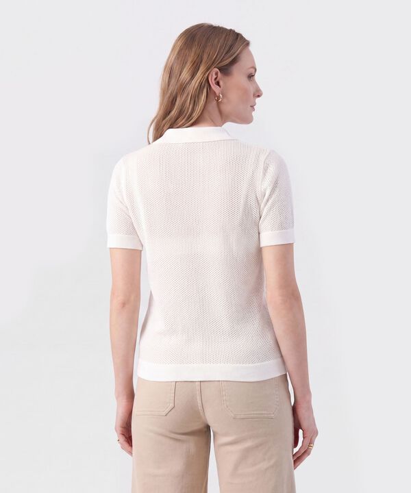 Polo Manga Corta Cuello Tejido Para Mujer