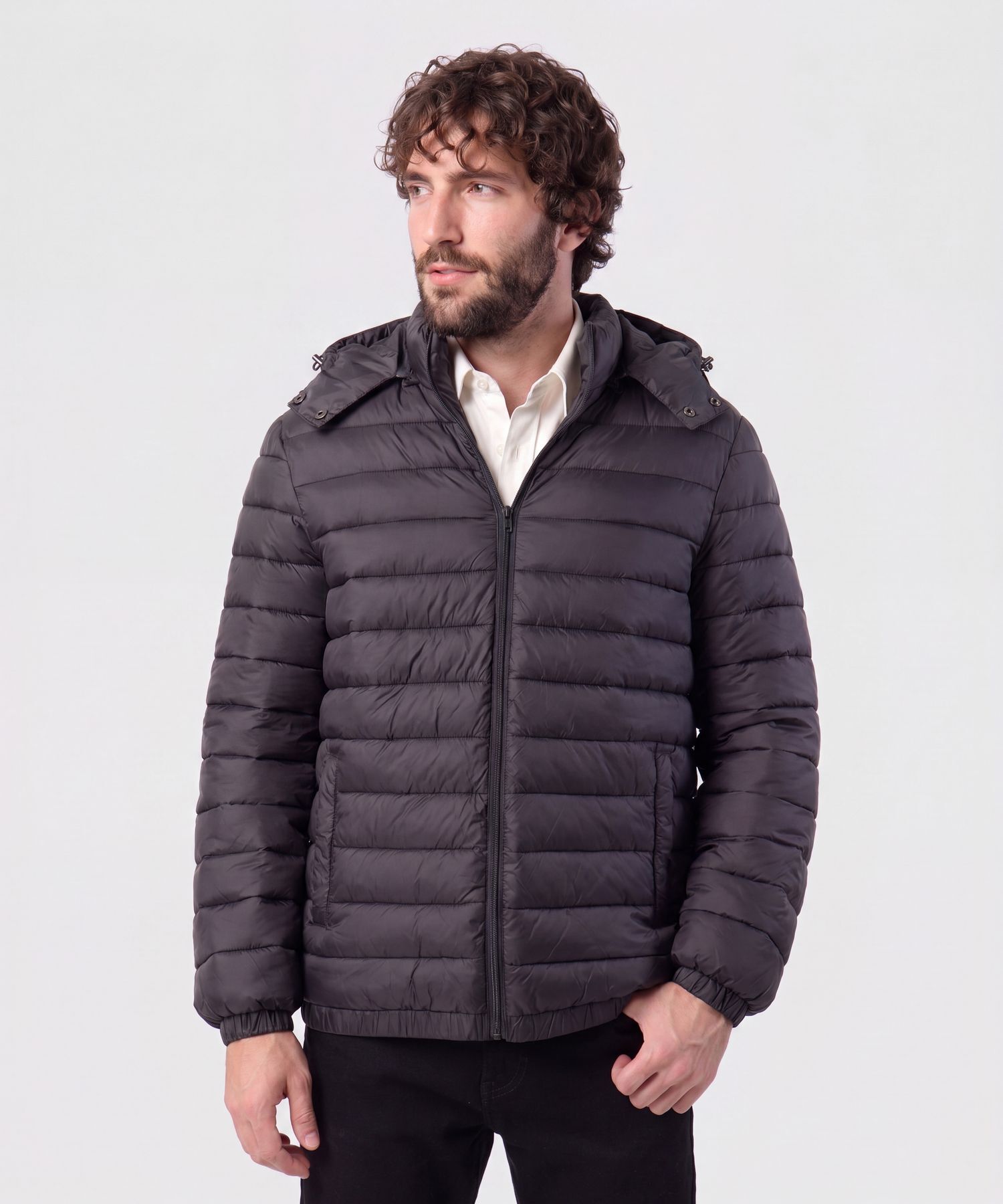 Chaqueta Acolchada Con Capota Hombre