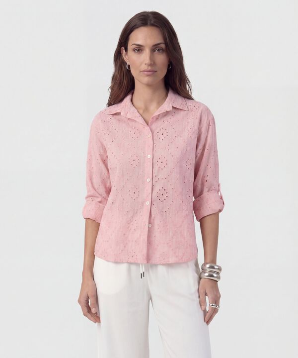 Camisa En Broderie Con Charretera Para Mujer image number null