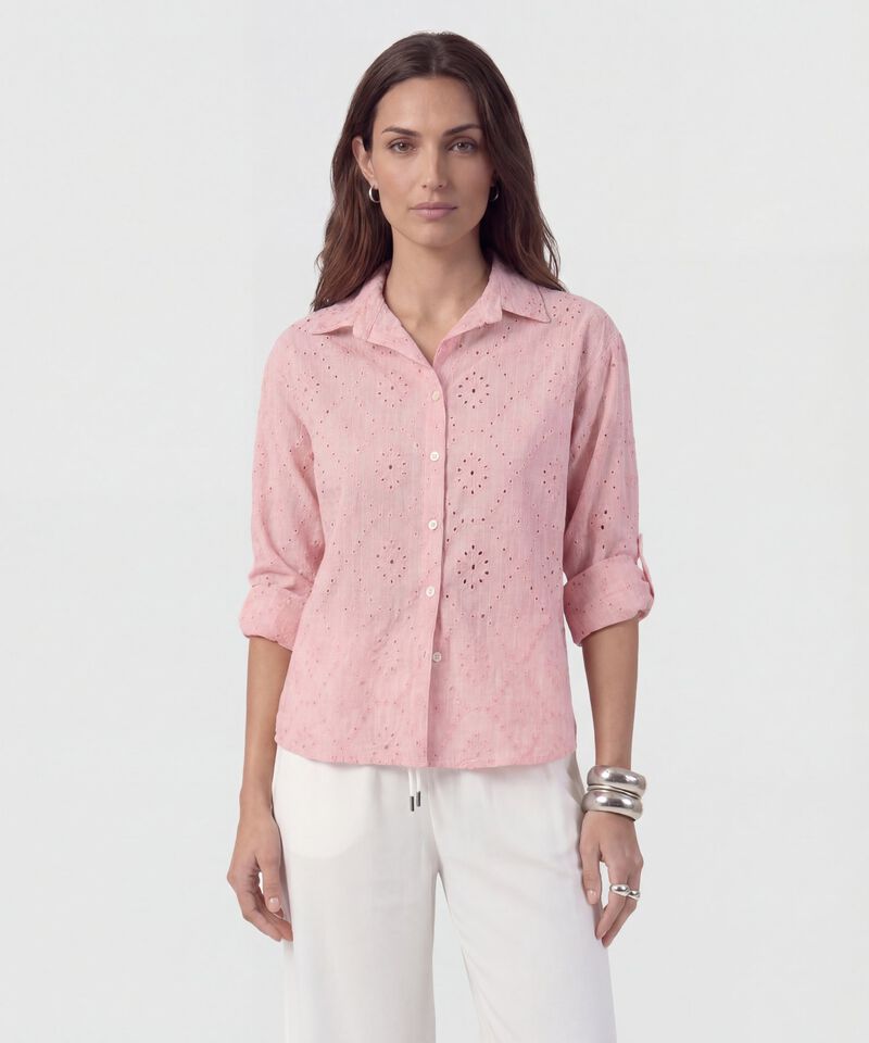 Camisa En Broderie Con Charretera Para Mujer