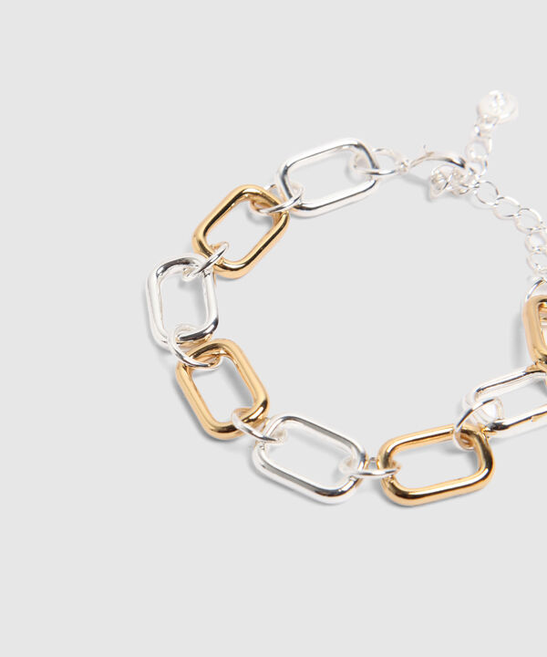Pulsera Eslabones Gruesos Bicolor Modernos Mujer image number null