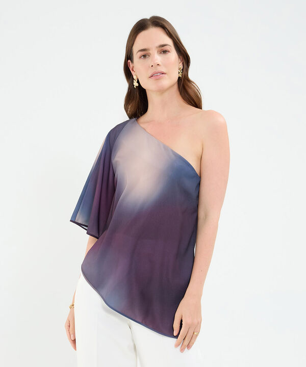 Blusa asimetrica, con una sola manga para mujer image number null